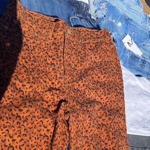 Levi's Orange Leopard Print Straight Leg Jeans